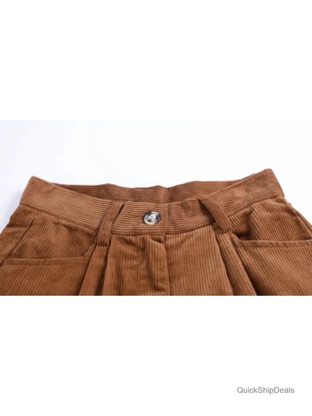 High Waisted Corduroy Pants Pockets Straight Leg